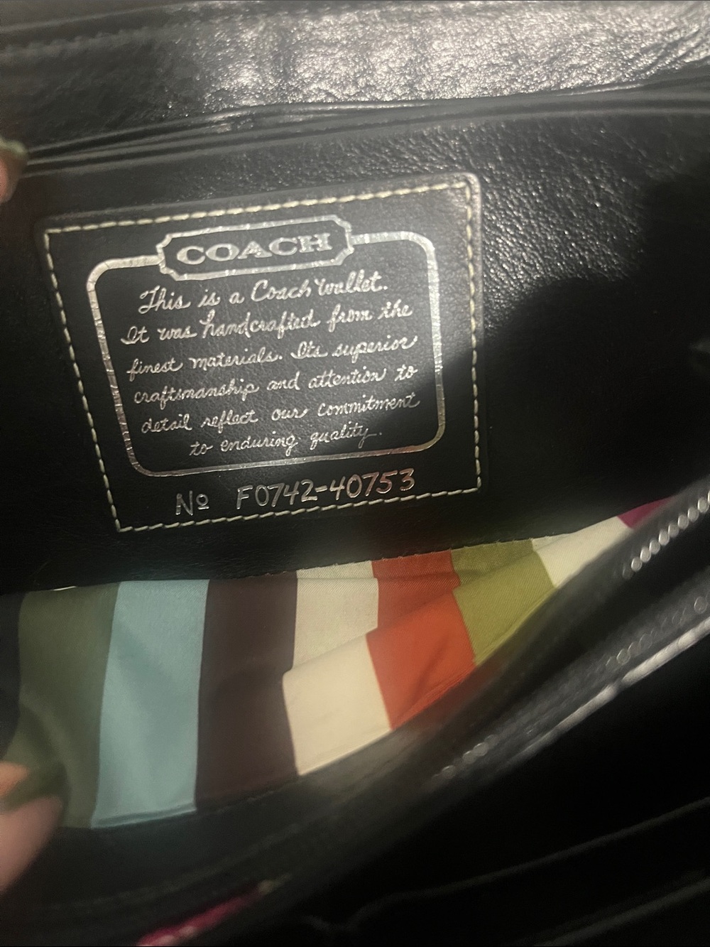 Coach Legacy Stripe Black Silver Gray Canvas Long Wallet Zip Around Signature Cc - Picture 5 of 10